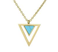 Morella Collar Mujeres con Colgante Doble triángulo Turquesa de Acero Inoxidable Oro en Bolsa de Terciopelo