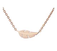 Morella Collar Mujeres con Colgante Hoja de Acero Inoxidable Oro Rosa en Bolsa de Terciopelo