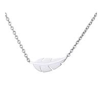 Morella Collar Mujeres con Colgante Hoja de Acero Inoxidable Plateado en Bolsa de Terciopelo