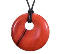 Morella Collar para Mujer 80 cm y Colgante de Gema en Forma de Donut Jaspe Rossa en Bolsa de Terciopelo