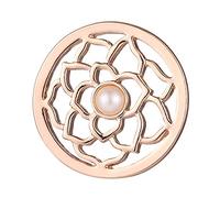 Morella Mujeres Coin Colgante Ornamento Floral de Color Rosa-Oro con Perla 33 mm Plata para Damas