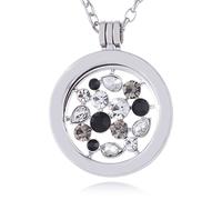 Morella Mujeres Collar 70 cm Acero Inoxidable con Amuleto y Colgante Coin 33 mm Universo con Piedras de Zirconia Plateado en Bolsa de la joyería