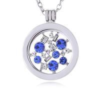Morella Mujeres Collar 70 cm Acero Inoxidable con Amuleto y Colgante Coin 33 mm Universo con Piedras de Zirconia Azul en Bolsa de la joyería