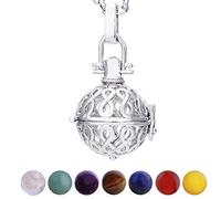 Morella Mujeres Collar 70 cm Acero Inoxidable con Colgante infinidad y 7 Piedras Preciosas Gema Bolas de Chakra en Bolsa Der joyería