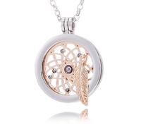 Morella Mujeres Collar 70 cm Acero Inoxidable y Colgante Amuleto Coin 33 mm átrapasueño de Color Rosa Oro 33 mm para Damas, en Bolsa para Joyas