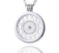 Morella Mujeres Collar 70 cm Acero Inoxidable y Colgante Amuleto Coin 33 mm Ornamento con Piedras de circonita de Color Plata para Damas, en Bolsa para Joyas