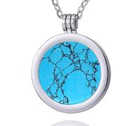 Morella Mujeres Collar 70 cm Acero Inoxidable y Colgante con Coin Moneda Amuleto de Piedra Preciosa Gema Pietra Turchese 33 mm Plato de Chakra en Bolsa de joyería
