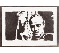 moreno-mata El Padrino Autentico Graffiti Hecho a Mano Handmade Poster Peliculas Don Vito Corleone Laminas Decorativas Pared Cuadros Decoracion Salon Modernos Regalos Originales para Hombre y Mujer