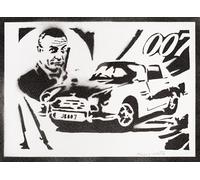 moreno-mata Sean Connery Autentico Graffiti Hecho a Mano Handmade Poster Peliculas 007 Laminas Decorativas Pared Cuadros Decoracion Salon Modernos Regalos Originales para Hombre y Mujer