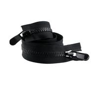 MORENTSU 2 cremalleras de resina multicolor 8# 120 cm para coser, doble deslizador, cremallera de extremo abierto, chaqueta de bricolaje, abrigos, accesorios de costura (negro)