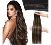 Moresoo Extensión Butterfly Weft Cabello Humano Real 100 g 20 Pulgadas Trama Invisible Genius Marrón Natural Mezcla OVO Agujero Micro Atado a Mano Sin Costuras para Fiestas o Salón 1 Pieza