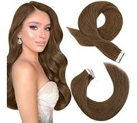 Moresoo Extensiones Adhesivas Pelo Natural 60 cm Cabello Humano Extensiones Adhesivas Castaño Claro Tape in Extensiones de Pelo Natural Liso 60cm 20 Piezas #8