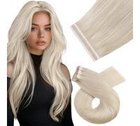 Moresoo Extensiones Adhesivas Pelo Natural Liso Extensiones Adhesivas Rubio Platino Cabello Natural Remy Real Hair Tape in Extensions Human Hair 50cm 10 Piezas #60