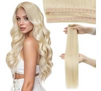 Moresoo Extensiones Butterfly Weft Cabello Humano Real 18 Pulgadas Platino Rubio 60 100 g OVO Agujero Micro Tejido Manual Aspecto Suave Sedoso para Fiestas Bodas Uso Diario Fácil Uso 1 Pieza