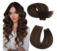 Moresoo Extensiones Cortina Pelo Natural Ombre Darest Brown con Marrón Medio Extensiones Pelo Natural Cortina Cabello Humano Remy Para Mujeres 100g 60cm #2/6/2