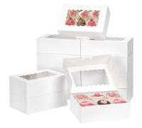 Moretoes 28 cajas de galletas con ventana de 9 x 6 x 3 pulgadas, cajas blancas de papel para regalos, cajas de postre, cajas de pastelería para fresas cubiertas de chocolate, dulces, magdalenas, donas