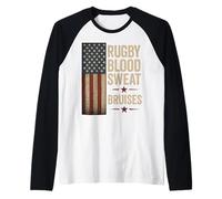 Moretones de sudor de sangre de rugby Camiseta Manga Raglan