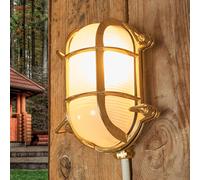 Moretti Luce Aplique de exterior ovalado Bengt latón, cristal opalino