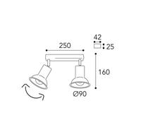 Moretti Luce Plafón Genziana 1412.E27, 2 luces latón antiguo True