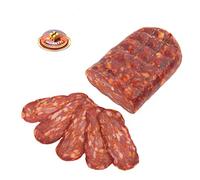 Moretti® Spianata Schiacciata Calabrese DULCE y PICANTE | Envasado 600 / 700g Envasado al vacío | Salami condimentado típico de Calabria | En tabla de cortar de madera de aliso de regalo (Dulce)