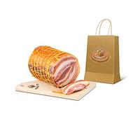 Moretti® Tocino tocino estirado y enrollado Pancettone | Rebanada envasada al vacío de unos 800g / 900g | Artesano Condimentado Seco | En tabla de cortar de madera de regalo (Tocino Enrollado)