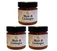 Moretto Farm - Miel de castaño italiana 100% cruda - Pack 3×280 g - Miel artesanal natural, aroma intenso, ideal para quesos e infusiones