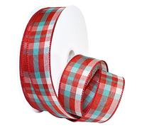 Morex Ribbon 7380.40/50 - 042 francés Wired poliéster Color Chic Plaid, 1 - 1/2 "x 50 m, Color Rojo/Blanco/Azul