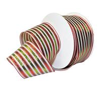 Morex Ribbon 7487.60/50 - 699 francés Wired poliéster Barroco Noel Cinta, 2 1/2 "x 50 m, Color Blanco/Verde/Rojo