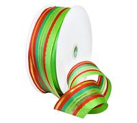 Morex Ribbon 7488.40/50 - 699 con francés de poliéster Deco Craft Suministros de Vacaciones, 1 1/2 cm x 50 m, Color Rojo/Verde