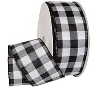 Morex Ribbon Cambridge - Cinta de cuadros con alambre, 6,35 cm x 45,7 m, color negro Gingham