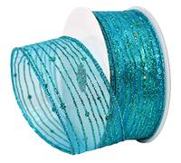 Morex Ribbon Cinta de centelleo, 3.8 cm x 10 yardas, turquesa