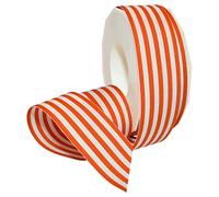 Morex Ribbon Cinta de grogrén de poliéster a rayas, decoración de fiestas, envoltura de regalos, patrones divertidos, 1-1/2 pulgadas por 20 yardas, naranja