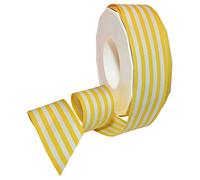 Morex Ribbon Cinta de grogrén de poliéster a Rayas, decoración de Fiestas, Envoltura de Regalos, Patrones Divertidos, 1-1/2 Pulgadas por 20 Yardas, Amarillo