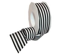 Morex Ribbon Cinta de grogrén de poliéster a Rayas, decoración de Fiestas, Envoltura de Regalos, Patrones Divertidos, 1-1/2 Pulgadas por 20 Yardas, Color Negro