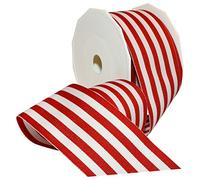 Morex Ribbon Cinta de grogrén de poliéster a rayas, decoración de fiestas, envoltura de regalos, patrones divertidos, 2 1/4 pulgadas por 20 yardas, color rojo