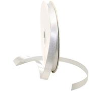 Morex Ribbon Cinta de satén de perlas con purpurina plateada, color blanco