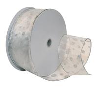 Morex Ribbon Glitter Dots Wired Sheer Glitter Ribbon, 2-1/2-Inch by 50-Yard Spool, Silver