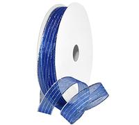 Morex Ribbon Harmony Ribbon 1401.03/50-714, 5/8" x 50 Yardas, Color Azul/Plateado, artículo 1401.03/50-714, 5/8 Pulgadas x 50 yd