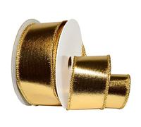 Morex Ribbon Lamé con alambre, dorado, 1-1/2" x 10 yardas