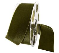 Morex Ribbon Nylvalour Tela de terciopelo suizo, 5.08cm x 11 Yd, Deep Sage