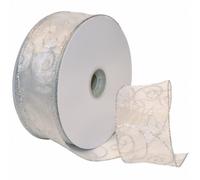 Morex Ribbon Swirl Cinta, Nailon, Blanco/Plateado, 2.5 Inch by 50 Yards, 45