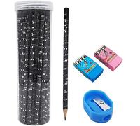 MOREYES Music Pencil Pack de 3 Docenas de 36 Piezas con 2 Borrador y 1 Sacapuntas para Profesionales y Aficionados, Artistas, Arquitectos y Oficinistas (Clef-Black 36 Pack)