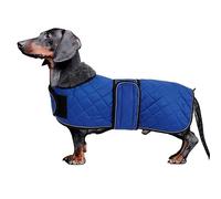Morezi Abrigo de invierno Dachshund - Forro polar acolchado, bandas ajustables - Azul marino - XS