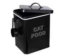 Morezi Contenedor de comida para mascotas, caja de comida para gatos, con tapa y cuchara, adecuado para almacenar alimentos secos y bocadillos para mascotas-Gato-Negro