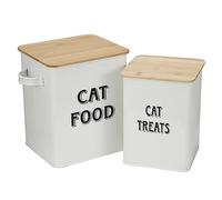 Morezi Juego de recipientes para comida y refrigerios para mascotas, con cuchara y tapa hermética, mantiene la comida fresca, frasco de almacenamiento de comida para gatos-Blanco