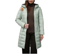MorFansi Abrigo de invierno para mujer, chaqueta acolchada larga, parka de invierno, chaqueta de forro polar, cómoda y resistente al viento con capucha, verde claro, XXL