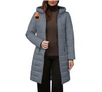 MorFansi Abrigo de invierno para mujer, chaqueta acolchada larga, parka de invierno, chaqueta de forro polar, cómoda y resistente al viento con capucha, gris, L