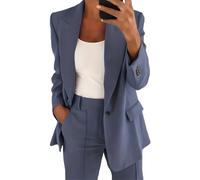 MorFansi Conjunto de traje para mujer de 2 piezas elegante, de negocios, conjunto de 2 piezas de estilo slim fit, blazer con pantalón, atuendo de un solo color, solapa, traje de ocio informal, ropa de