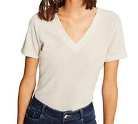 Camiseta manga corta con escote en V marfil mujer S