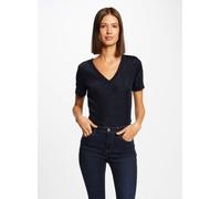 Camiseta de manga corta, cuello de pico Mujer Talla L. Color Azul